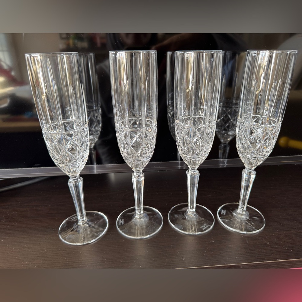 Waterford Crystal Stemware Marquis Champagne Flutes Glasses  (Set of 4)